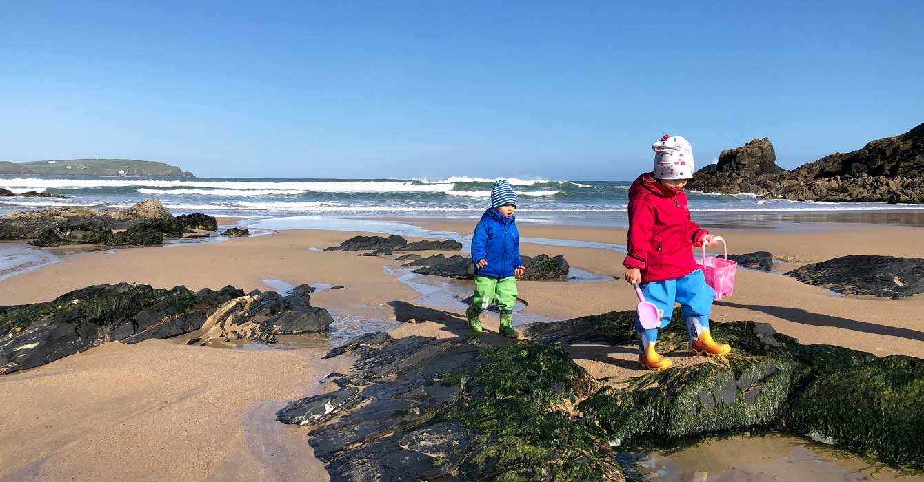 kids at Cornwall beach Trevone