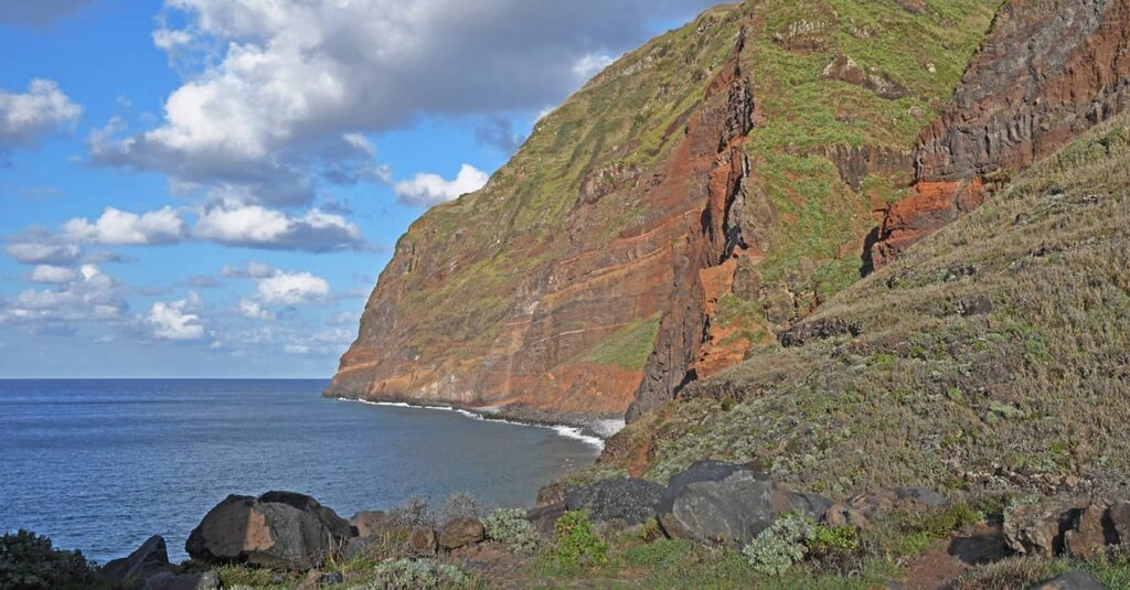 ocean cliffs in Madeira during sunshine at Achadas de Cruz