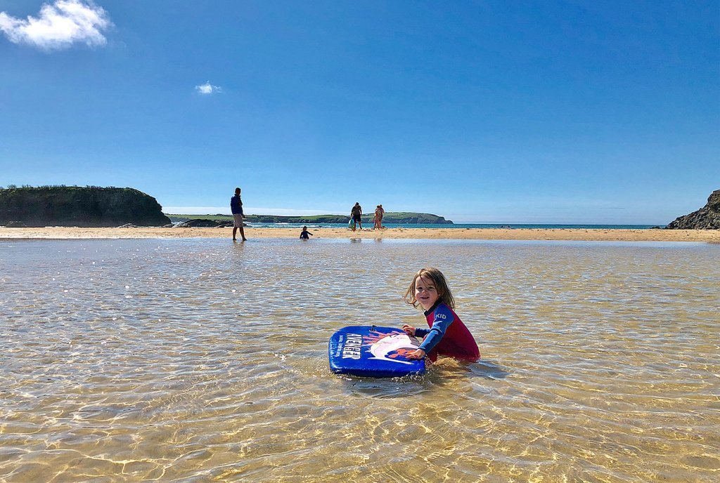 Trevone Beach, A low tide paddling pool, Cornwall, England