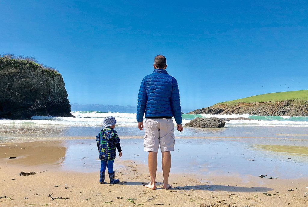 Trevone Beach, waiting for the waves, Cornwall, England
