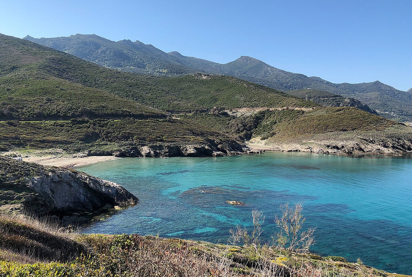 Stunning view in to a tiny bay on the road south from Cap Corse - Corsica - France