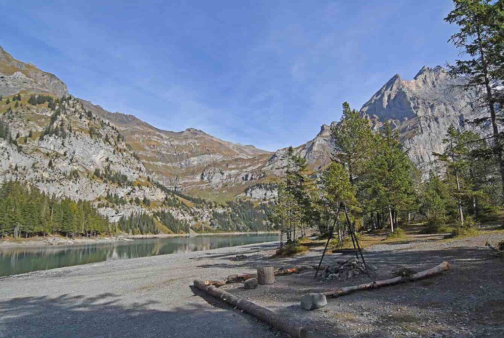 fire station at the Oeschinensee during autumn