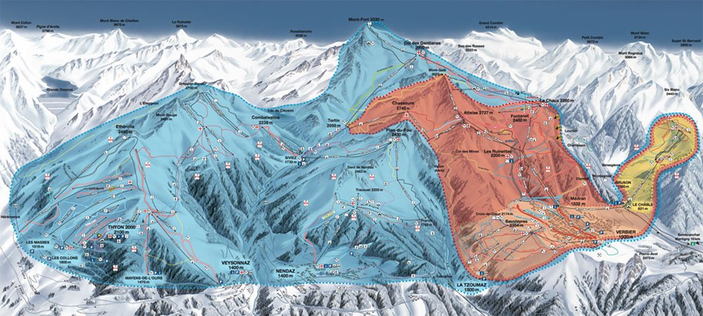 ski map from les 4 Vallées Verbier