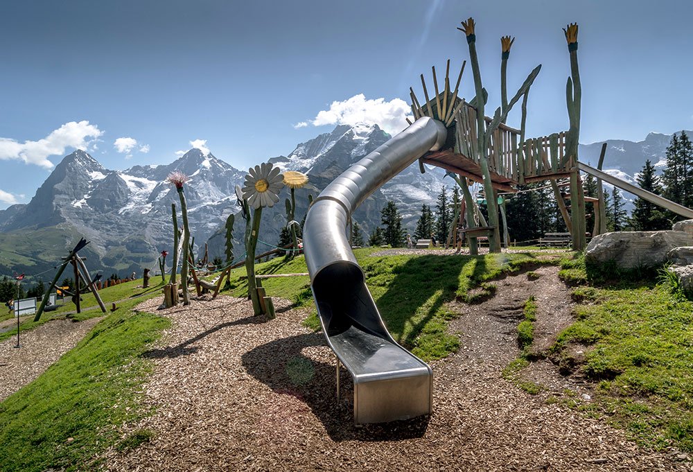 children play area on top of the mountain, road trip Switzerland 