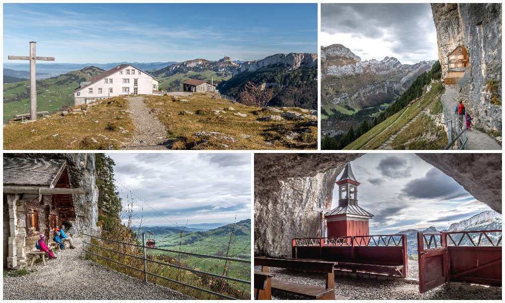collage with images from the Ebenalp mountain station