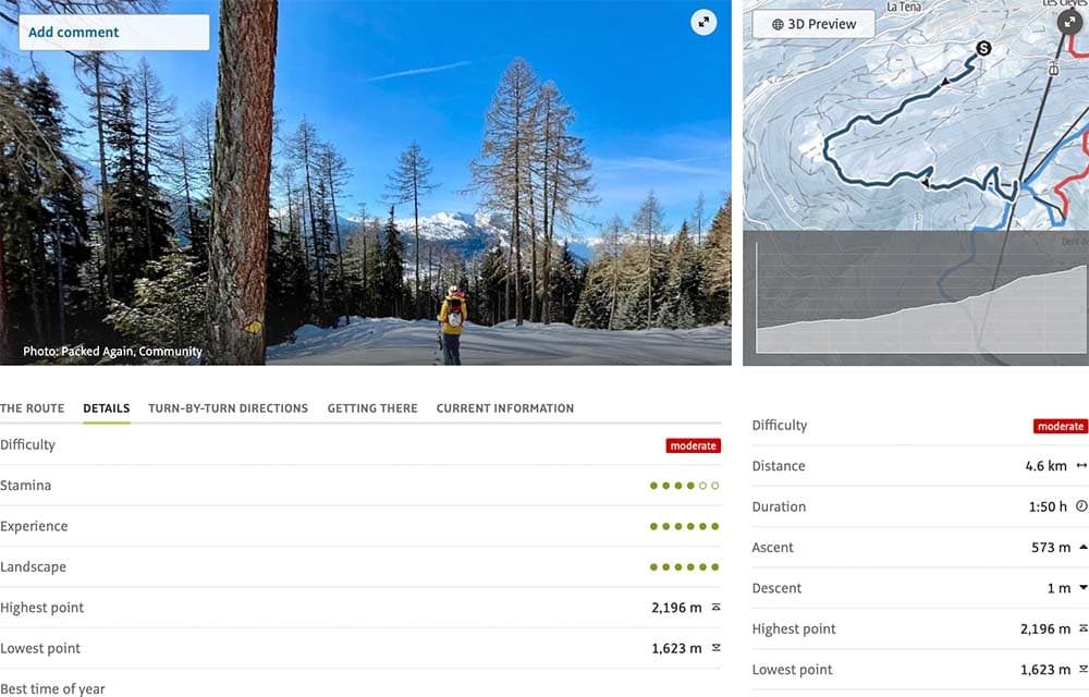 snowshoe trail map in valais 