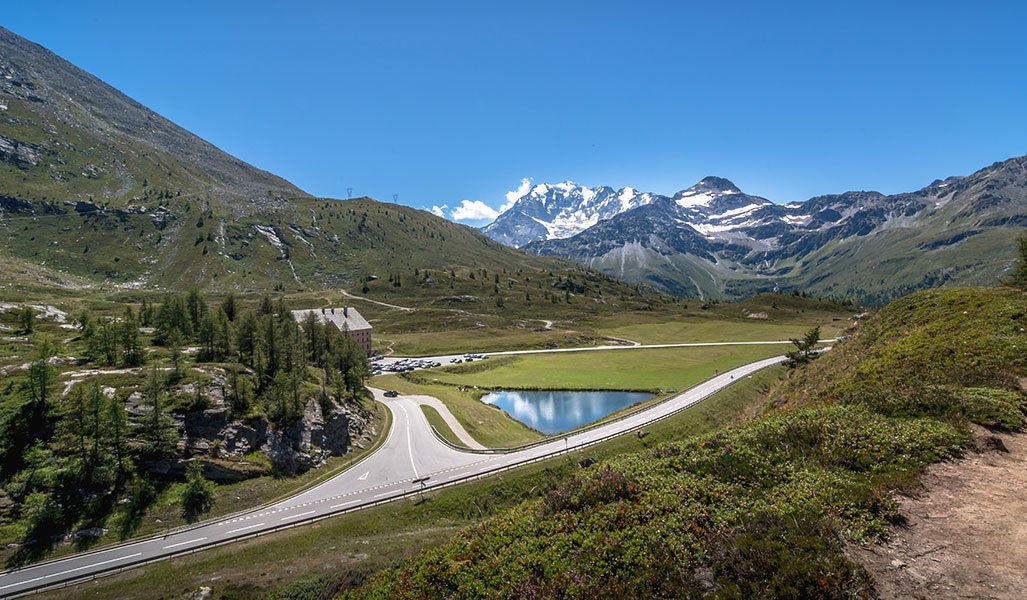 view on to the of Simplon Pass driving to Ticino Switzerland 