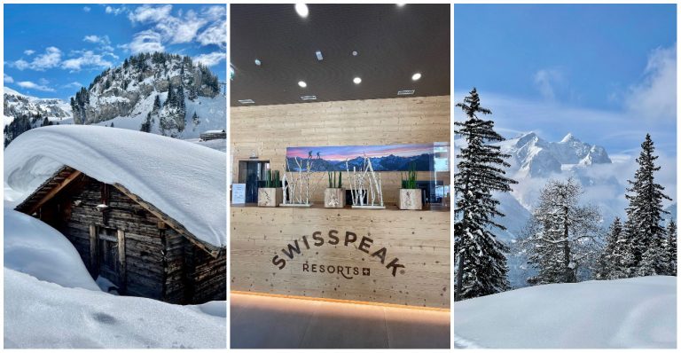 snow covered alpine huts in Meiringen and the SwissPeak resorts