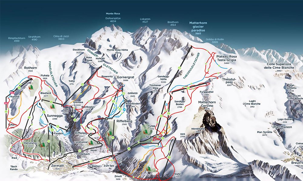 Skikarte Zermatt interaktiv