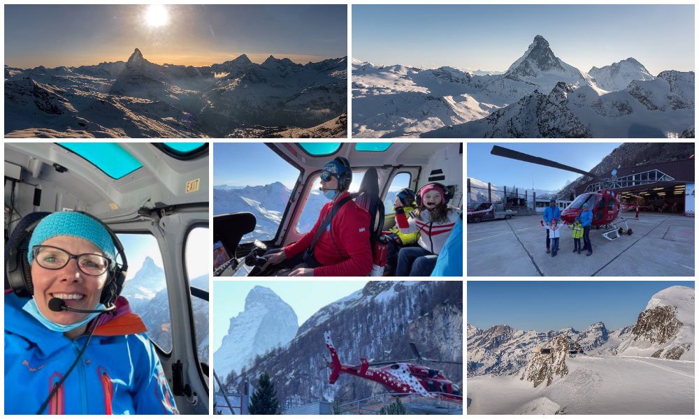 Bilder von einem Helikopterflug um das Matterhorn in Zermatt im Winter
