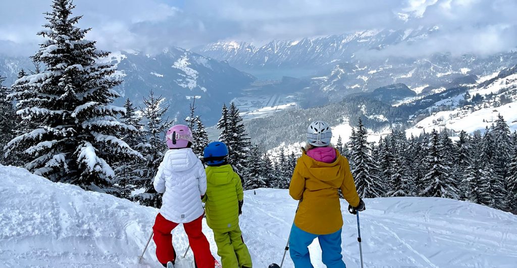 family at Hasliberg ski domain in the Jungfrau Region