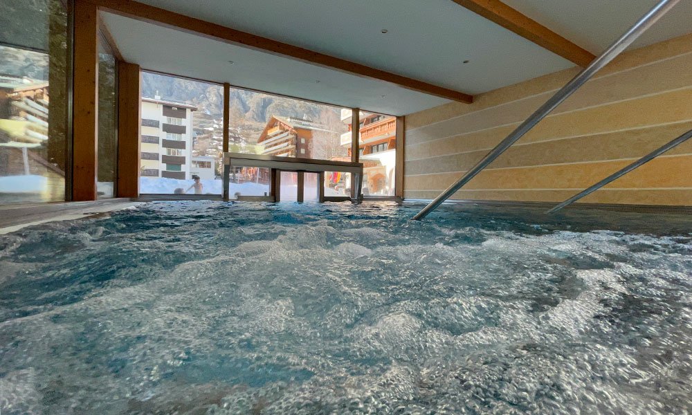 indoor pool at a hotel during zermatt in winter 