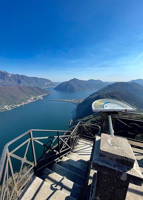 view from San Salvatore over Lago Lugano to Milan