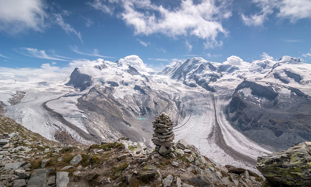 Gletscherblick am Gornergrat in Zermatt
