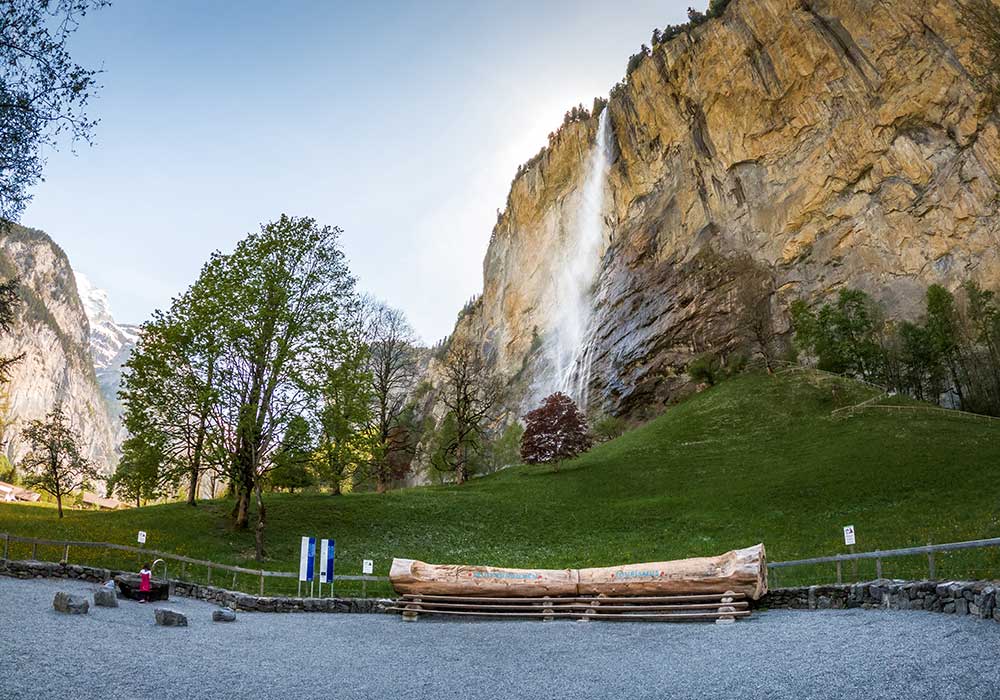 at the waterfall in Lauterbrunnen Switzerland 
