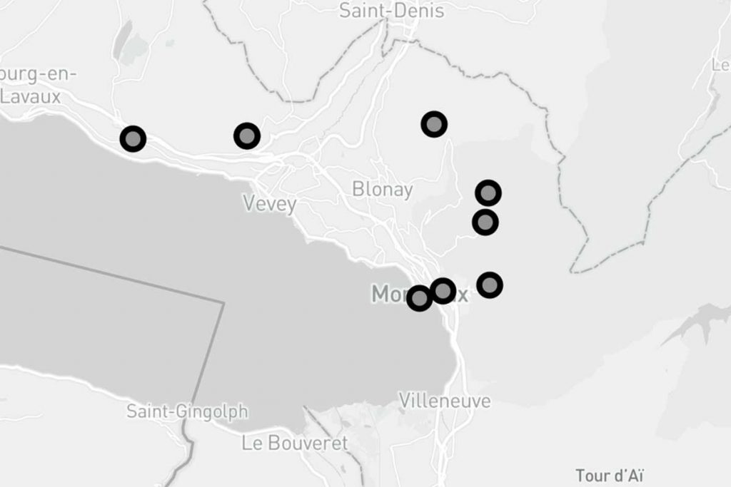 map of the different Narcissus trails in the Montreux Riviera