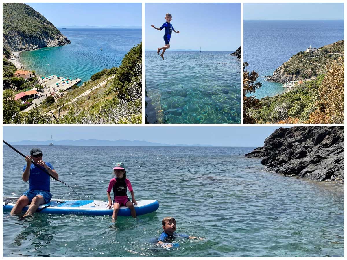family having fun at the Patresi Beach on Elba