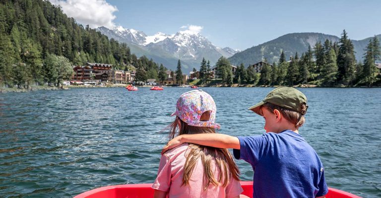 kids on Pedalo at Champex lac