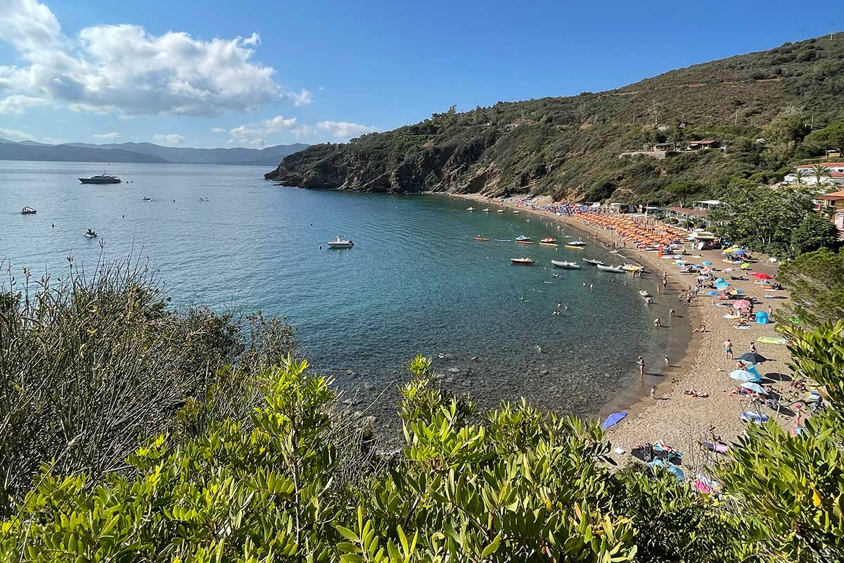 view over Innamorata Beach in Elba