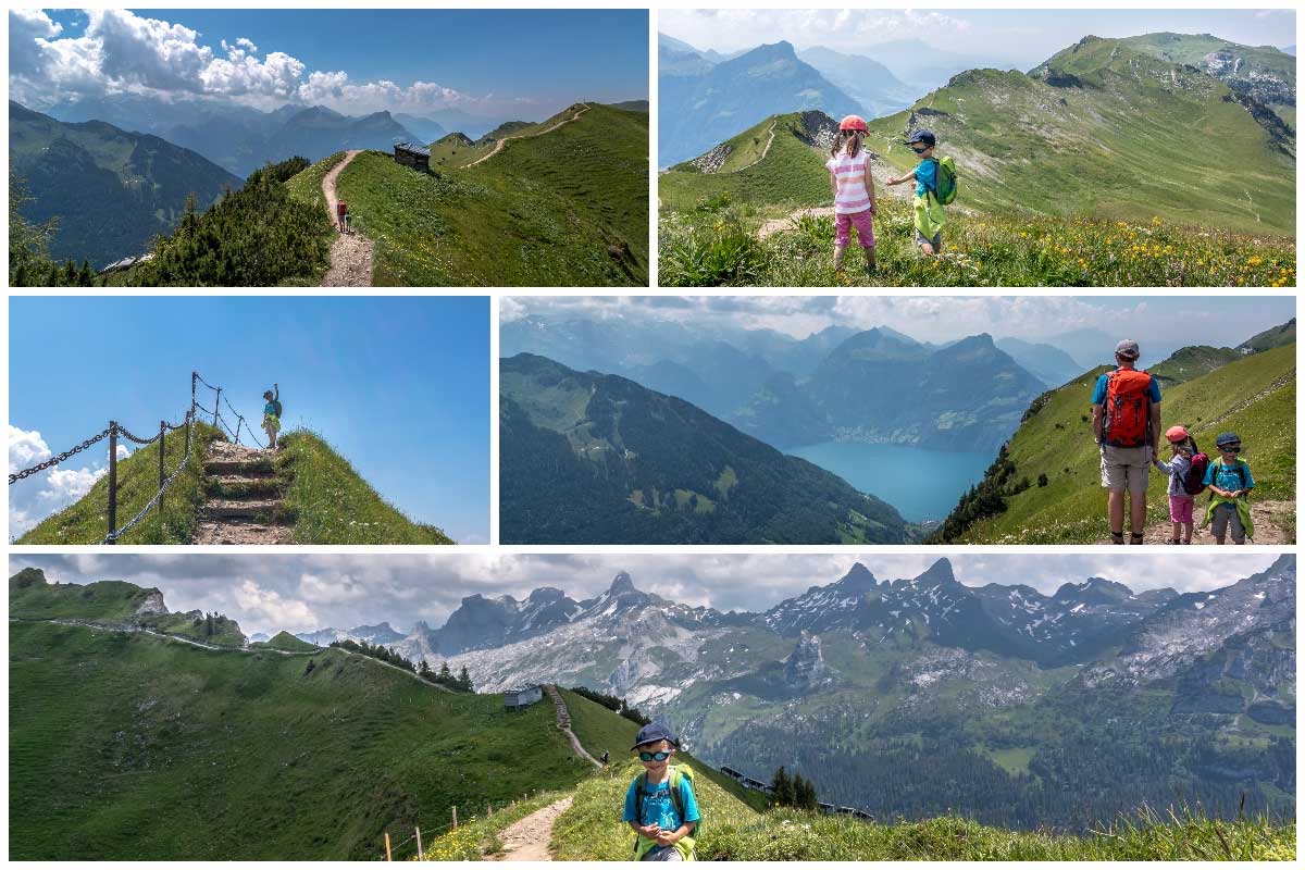 collection of photos from a family hiking the Stoos Gratwanderung to Fronalpstock