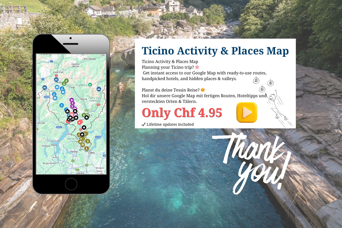 Ticino travel map for the 4 Ticino Regions