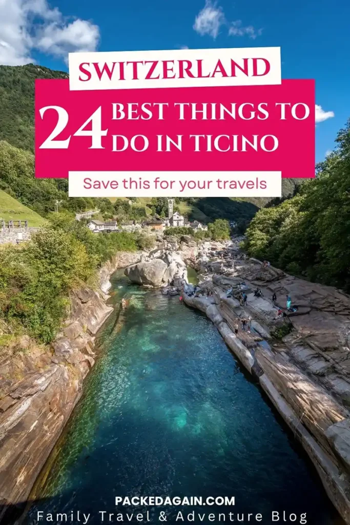 View over Verzasca River in Ticino at Lavertezo