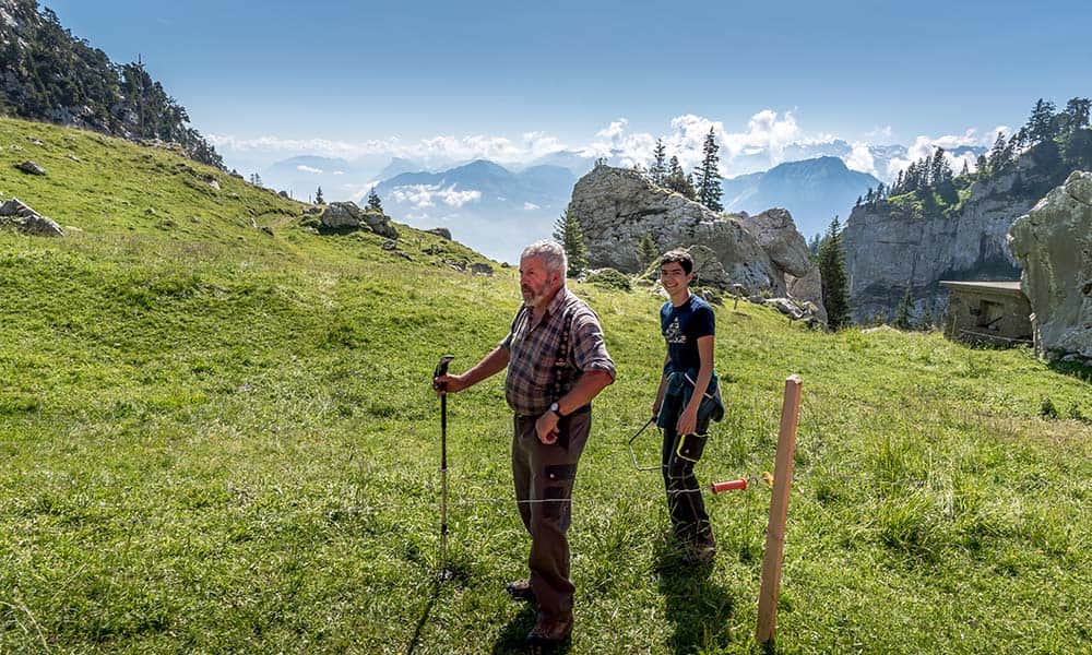 hikers hiking up Pilatus in Switzerland