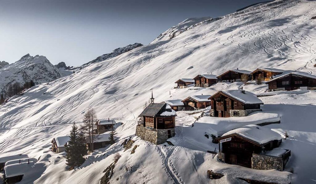 a winter hamlet in the Swiss mountains im Lötschental