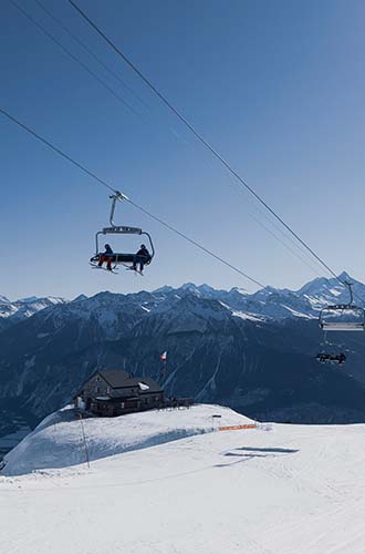 Chairlift in a swiss ski resort in valais