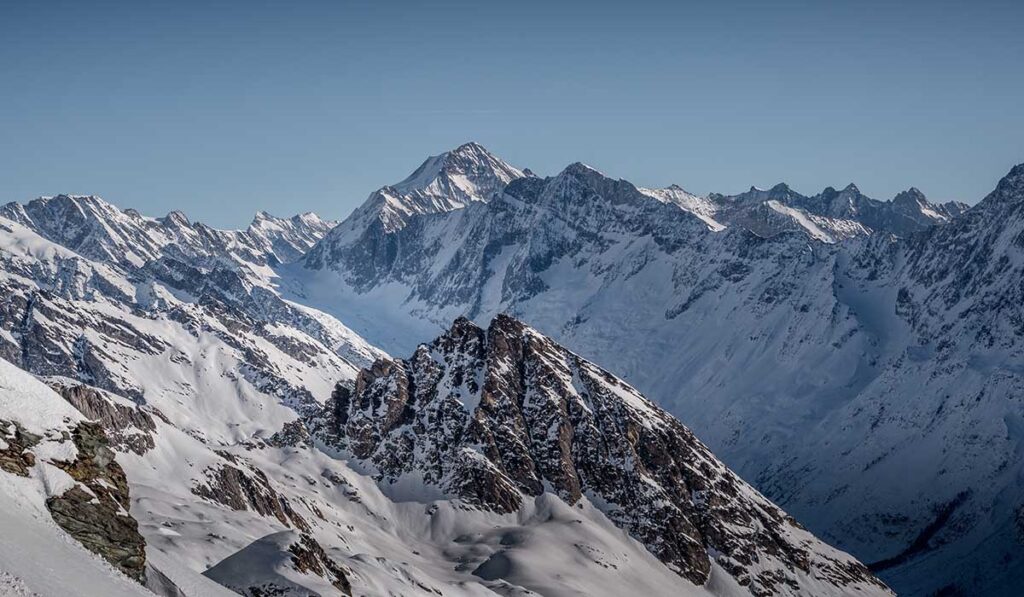 snowy mountains in Lötschental valais