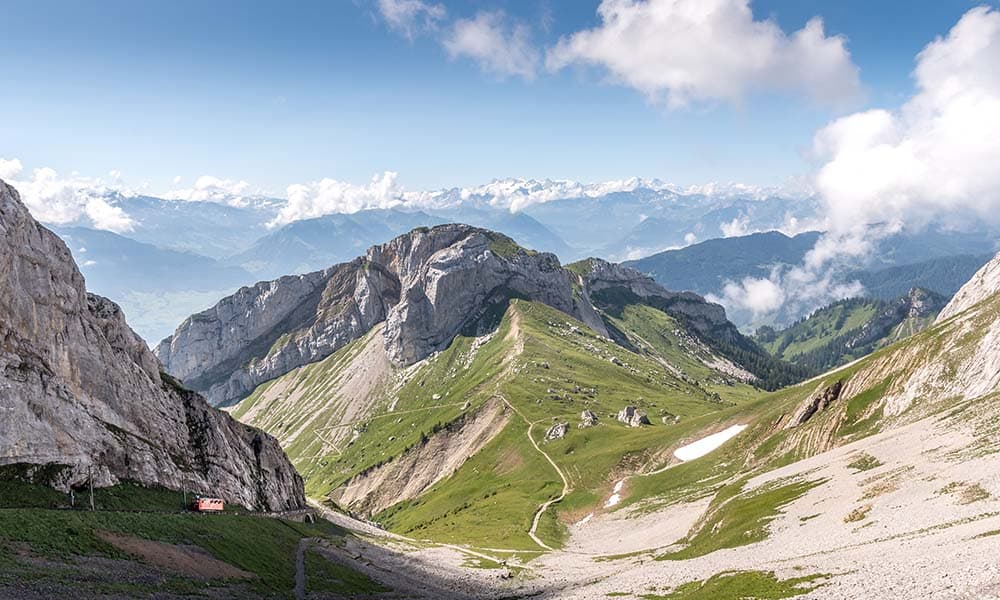 mountain view over lake lucerne from mount Pilatus