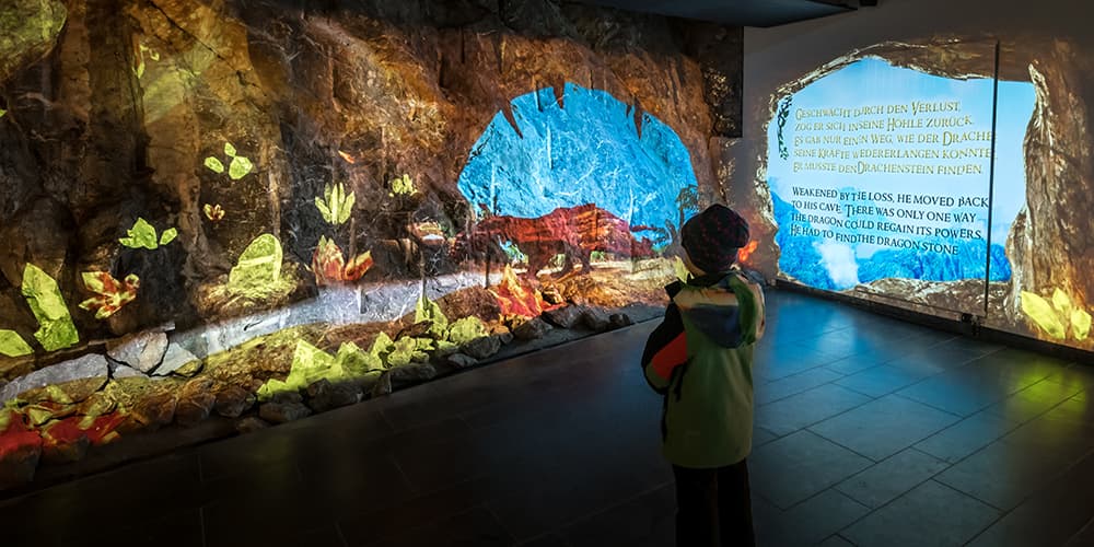 a boy infant of the animated dragon video at Pilatus Kulm