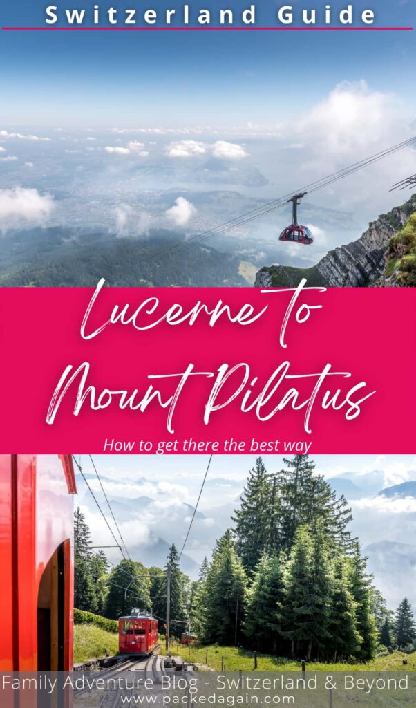 Cable car riding up to Mount Pilatus in summer