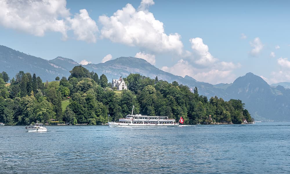 boat cruise on lake Lucerne during the summer month