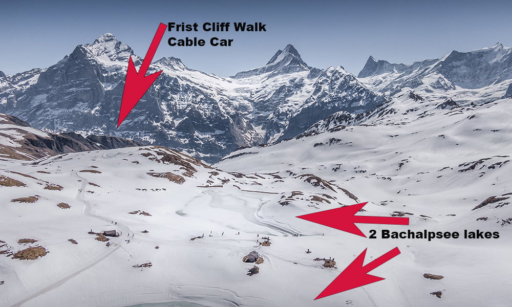 drone view of the bachalpsee area in winter