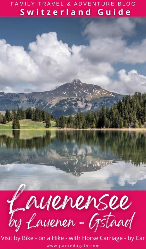 Swiss Alpine Lake Lauenen near Gstaad during a sunny day