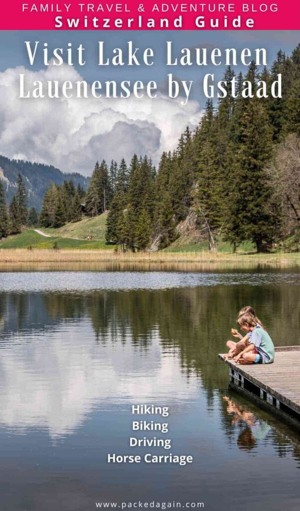 children at the jetty by Lake Lauenen near Gstaad in Switzerland