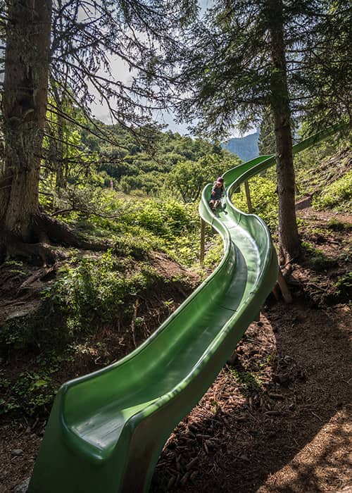 A slide in the forest at the children's adventure trail