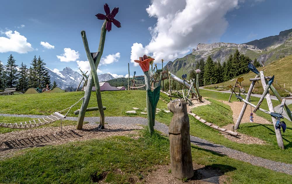 Alpine playground Flower Park at Allmendhubel in Mürren