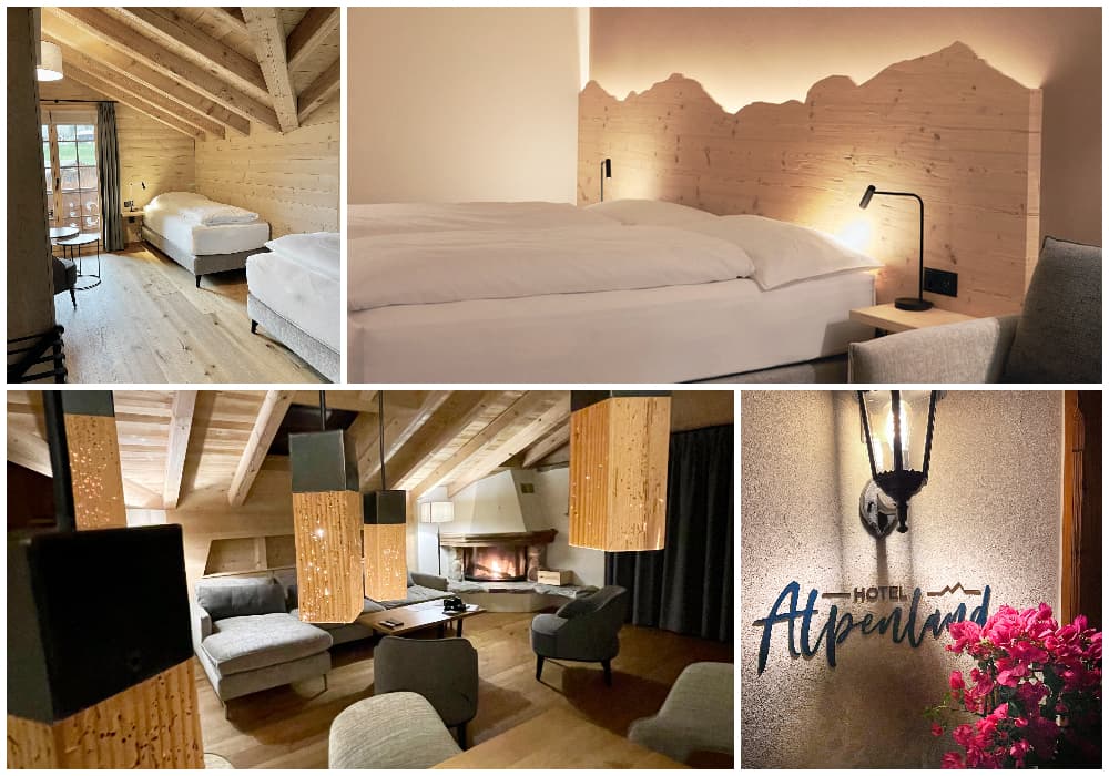 rooms with lounge and open fire place at the Hotel Alpenland in Lauenen