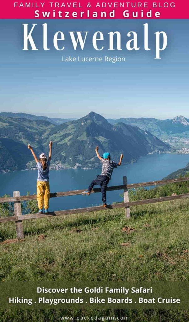 children on top of the klewenalp mountain above lake lucerne in switzerland