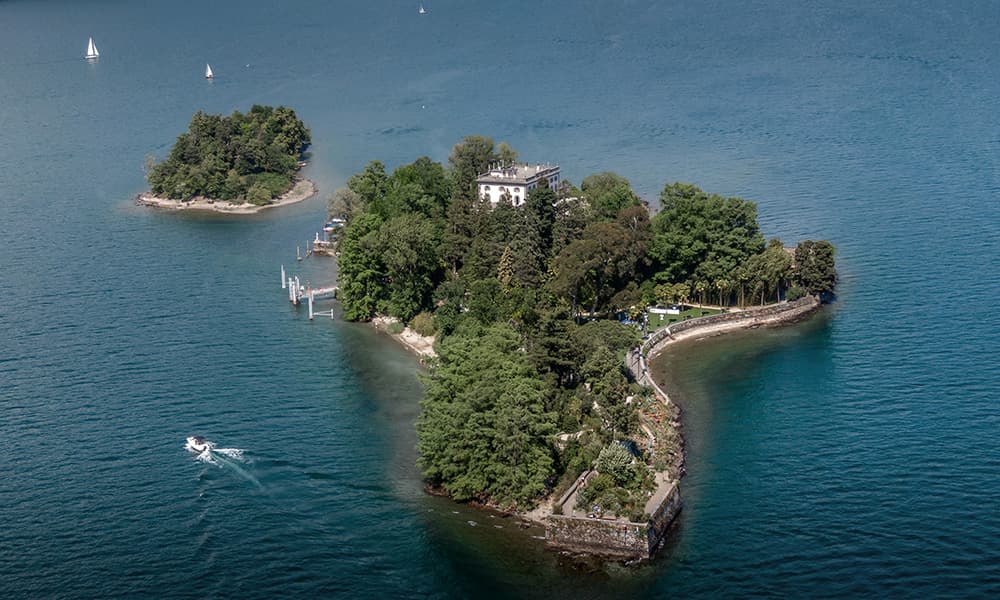 aerial view of isola di brissage in the Ticino Region Ascona