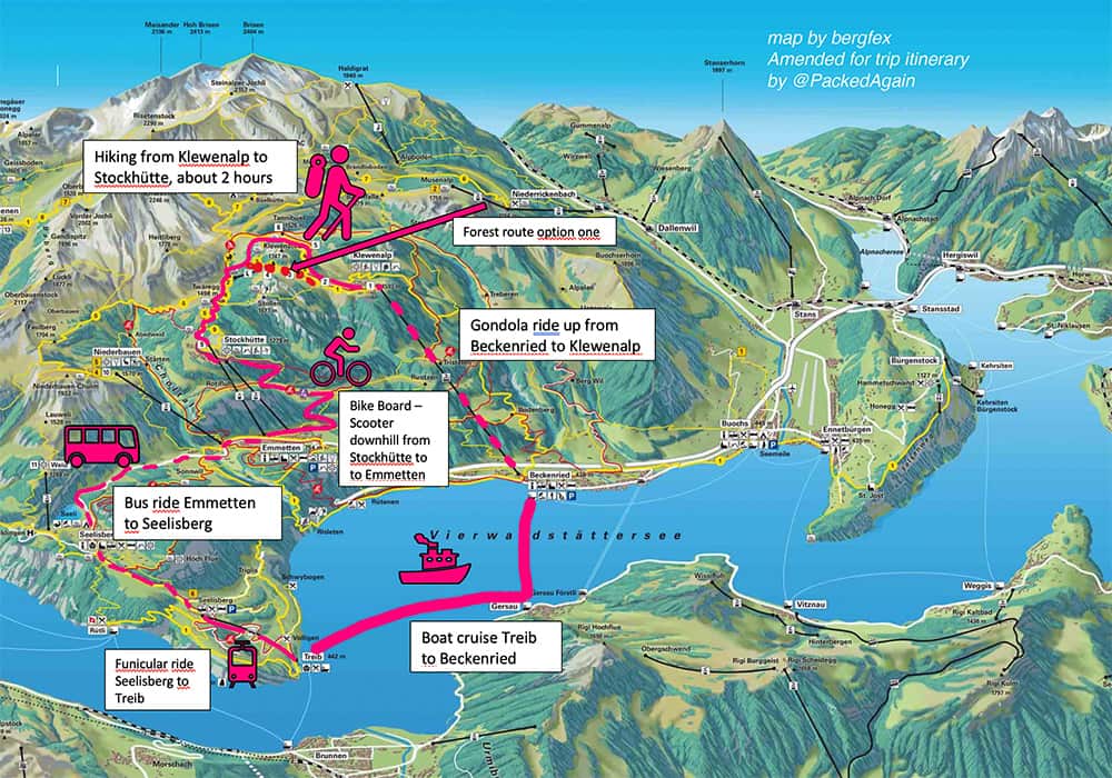 map of the goldi safari tour Klewenalp lake luicerne
