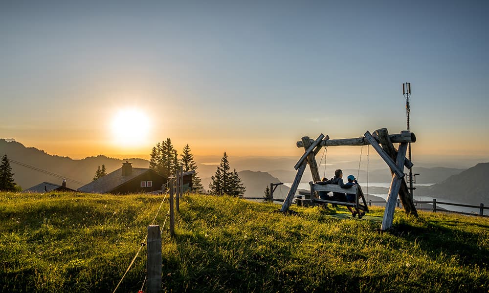 sunset over klewenalp above lake lucerne