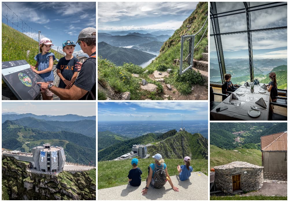 photo gollage of images from mount generoso in ticino with families hiking