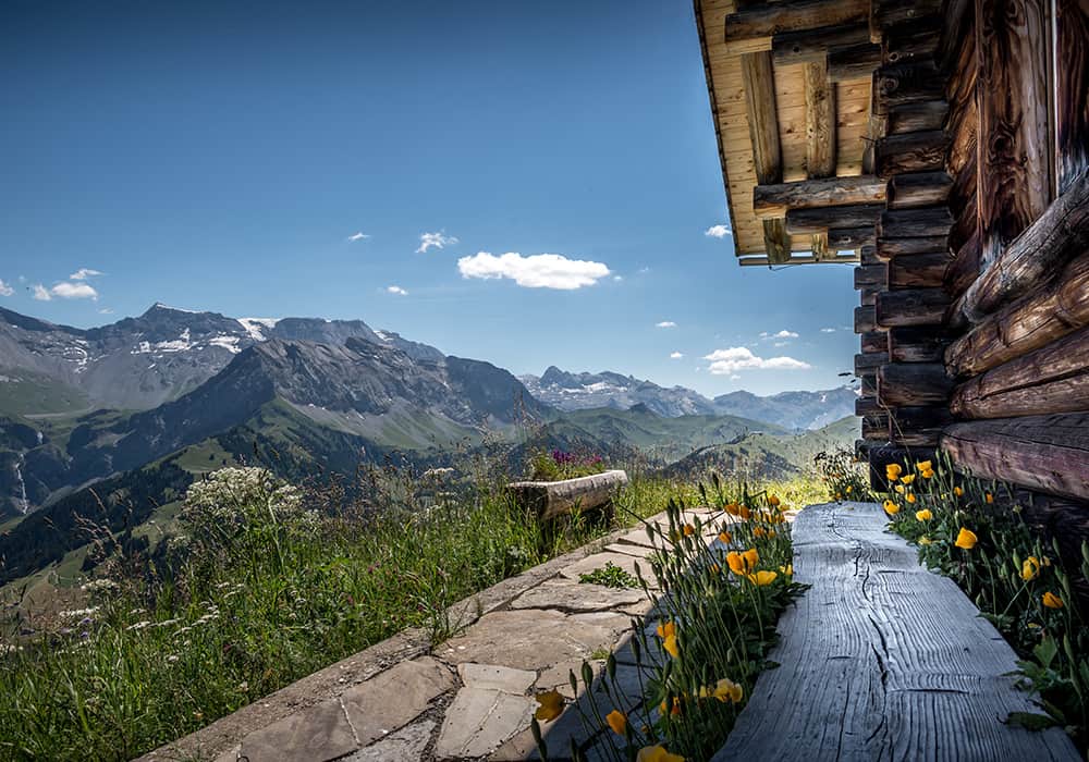mountain view during a summer day in Adelboden Bernese Oberland