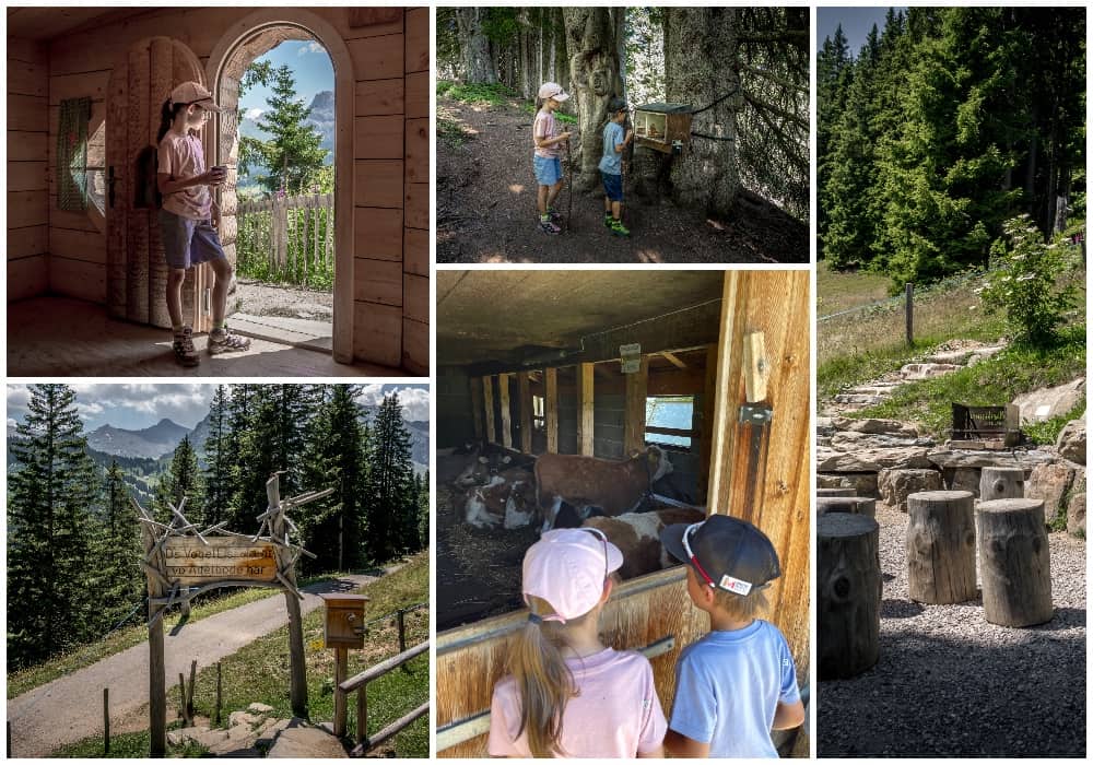 collage of the hiking trail in Adelboden with children 