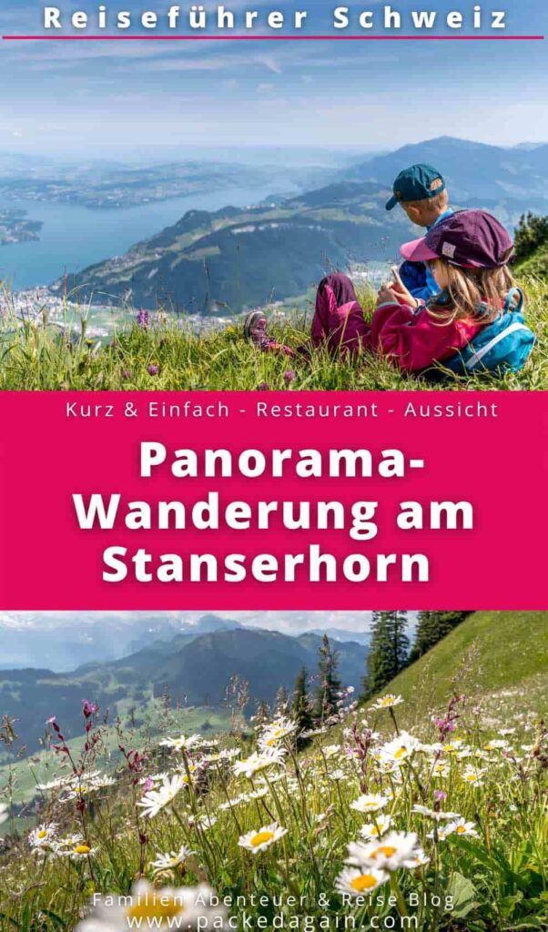 kinder sitzen in einer wiese voll mit Blumen am Stanserhorn