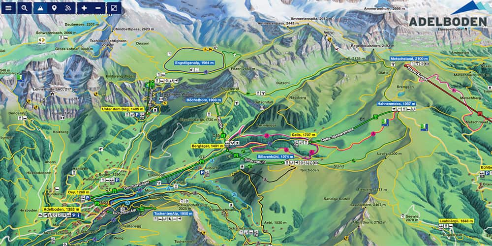 summer hiking map Adelboden 