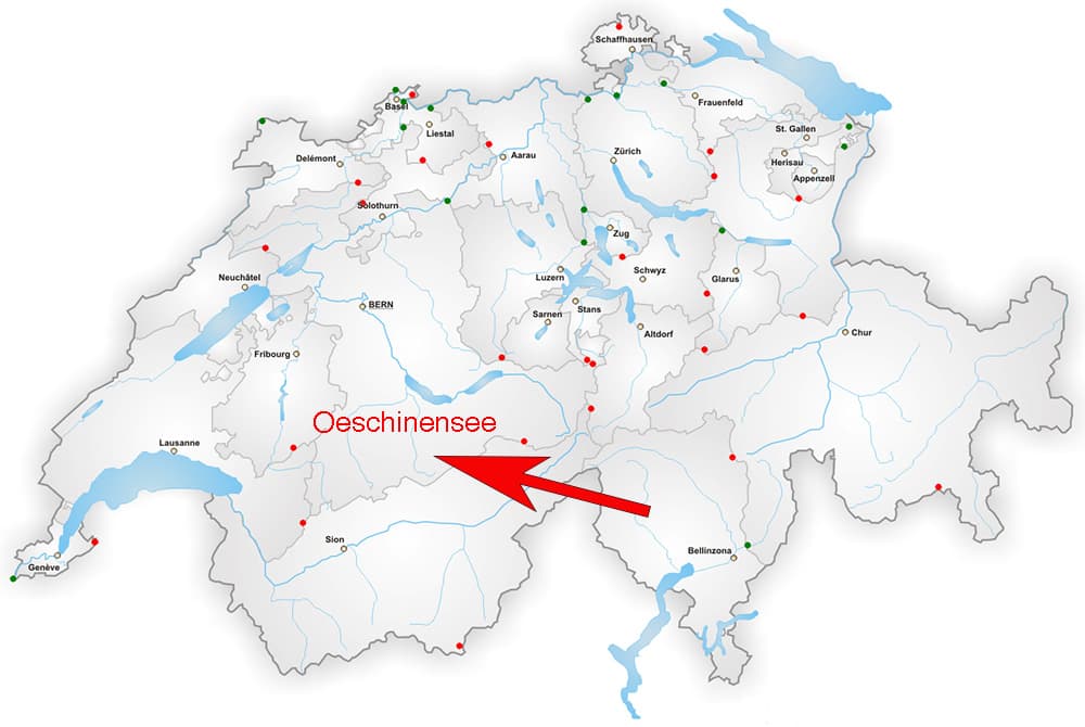 map of switzerland showing the Oeschinensee